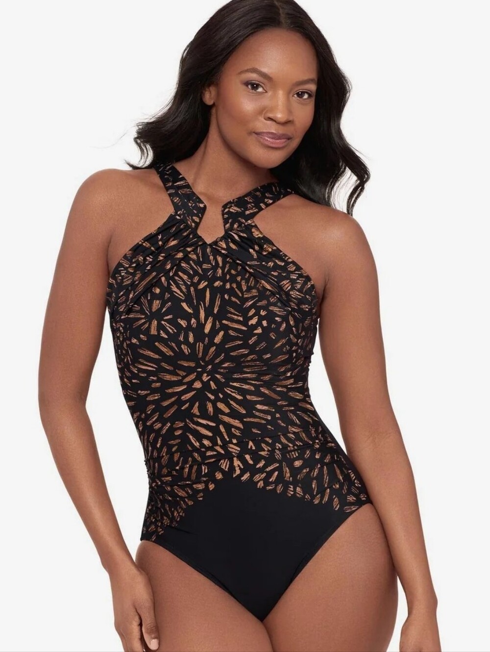 NEW Miraclesuit Aphrodite One Piece in Costa D’ Oro Black Brown Size 6